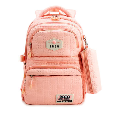Pink Emboss schooltassen rugzak Nylon polyester materiaal met potloodkas