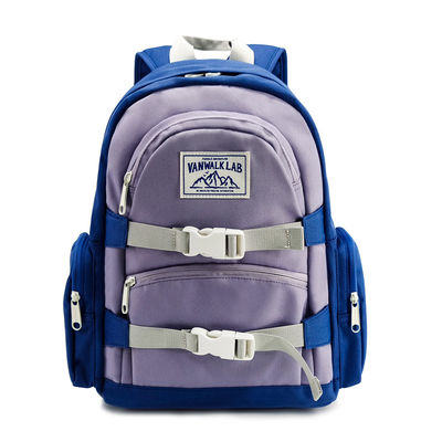 Nylon schooltassen rugzak, blauwe studententassen voor buiten campen