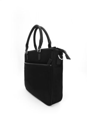 Polyesterstof gelijnd crossbody tote handtas zwart kleur multifunctioneel