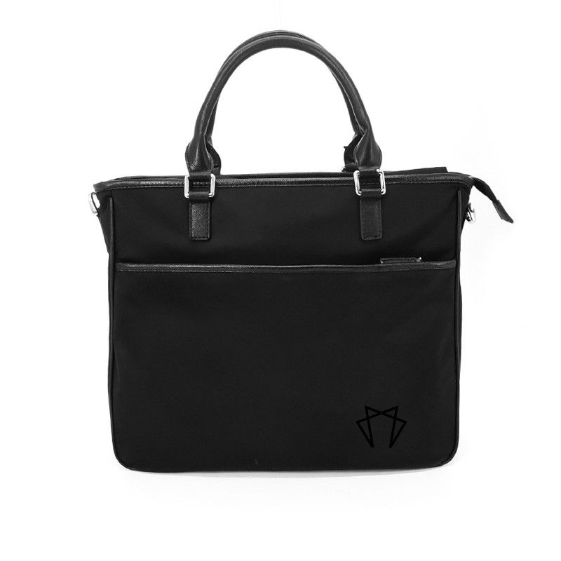 Polyesterstof gelijnd crossbody tote handtas zwart kleur multifunctioneel