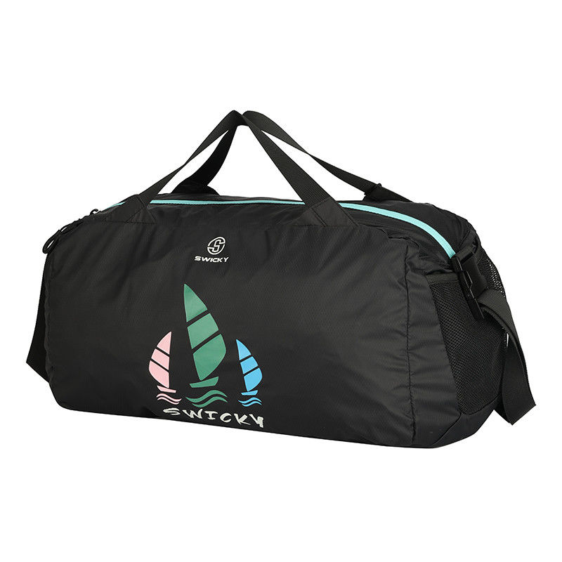Gepersonaliseerde Nylon Duffel Bag Waterdicht Zwarte Kleur Met Polyester Bekleding